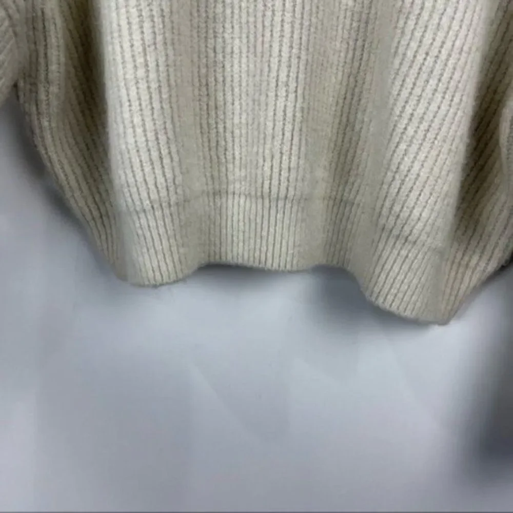 Topshop Off White Oversized Knit Cropped Crewneck Sweater Women's Size 14